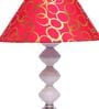 Red & Gold Shade Table Lamp With Metal Base