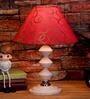 Red & Gold Shade Table Lamp With Metal Base