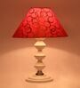 Red & Gold Shade Table Lamp With Metal Base