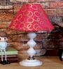 Red & Gold Shade Table Lamp With Metal Base