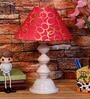 Red & Gold Shade Table Lamp With Metal Base