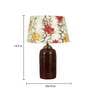 Red & Golden Fabric Shade Table Lamp With Brown Base