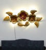 Flower Red Gold Iron Wall Art With LED