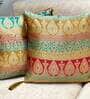 Multicolor Traditional Blended Silk 16 x 16 Inches Cushion Covers (Set of 2)