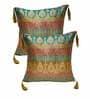 Multicolor Traditional Blended Silk 16 x 16 Inches Cushion Covers (Set of 2)
