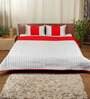 Red Polyester 150 AC Room Double Bed Quilt With 2 Pillow Covers