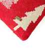 Red & Natural 100% Cotton X-Mas Tree 20X20 Inches Knitted Cushion Cover