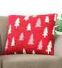 Red & Natural 100% Cotton X-Mas Tree 20X20 Inches Knitted Cushion Cover