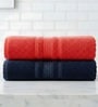 Red & Navy Blue Soft Cotton 500 GSM Solid Bath Towel Pack Of 2