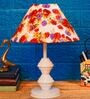 Red & Purple Shade Table Lamp With Metal Base