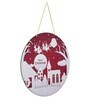 Red & White Engineered Wood Santa Claus With Sleigh And Reindeer Printed Door Wall Hanging