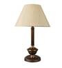 Red & White Fabric Shade Table Lamp With Copper Base