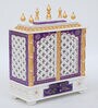 Red And White Mango Wood & MDF Floor Rested Mandir With Door