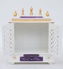 Red And White Mango Wood & MDF Floor Rested Mandir With Door