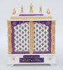 Red And White Mango Wood & MDF Floor Rested Mandir With Door