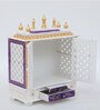 Red And White Mango Wood & MDF Floor Rested Mandir With Door