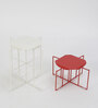 Red & White Metal (Set of 2) Planter Stands