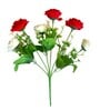 Red & White Polyester Artificial Flower