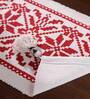 Red & White Premium Woven Table Runner with Tassels