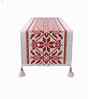 Red & White Premium Woven Table Runner with Tassels