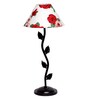 Red & White Shade Table Lamp With Metal Base