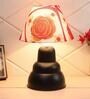 Red & White Shade table Lamp with Black Base