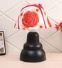 Red & White Shade table Lamp with Black Base