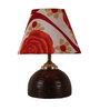 Red & White Shade table Lamp with Brown Terracotta Base