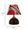Red & White Shade table Lamp with Brown Terracotta Base