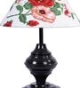 Red & White Shade Table Lamp With Metal Base