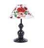 Red & White Shade Table Lamp With Metal Base