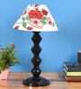 Red & White Shade Table Lamp With Metal Base
