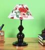 Red & White Shade Table Lamp With Metal Base