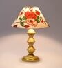 Red & White Shade Table Lamp With Metal Base