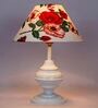 Red & White Shade Table Lamp With Metal Base