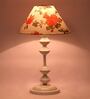 Red & White Shade Table Lamp With Metal Base
