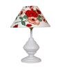 Red & White Shade Table Lamp With Metal Base