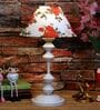 Red & White Shade Table Lamp With Metal Base