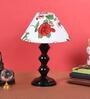 Red & White Shade Table Lamp With Metal Base