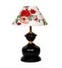 Red & White Shade Table Lamp With Metal Base