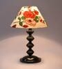 Red & White Shade Table Lamp With Metal Base