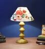 Red & White Shade Table Lamp With Metal Base