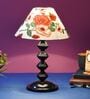 Red & White Shade Table Lamp With Metal Base