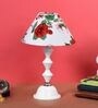 Red & White Shade Table Lamp With Metal Base