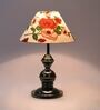 Red & White Shade Table Lamp With Metal Base