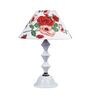 Red & White Shade Table Lamp With Metal Base
