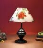 Red & White Shade Table Lamp With Metal Base