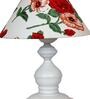 Red & White Shade Table Lamp With Metal Base
