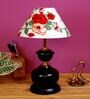 Red & White Shade Table Lamp With Metal Base