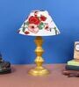 Red & White Shade Table Lamp With Metal Base